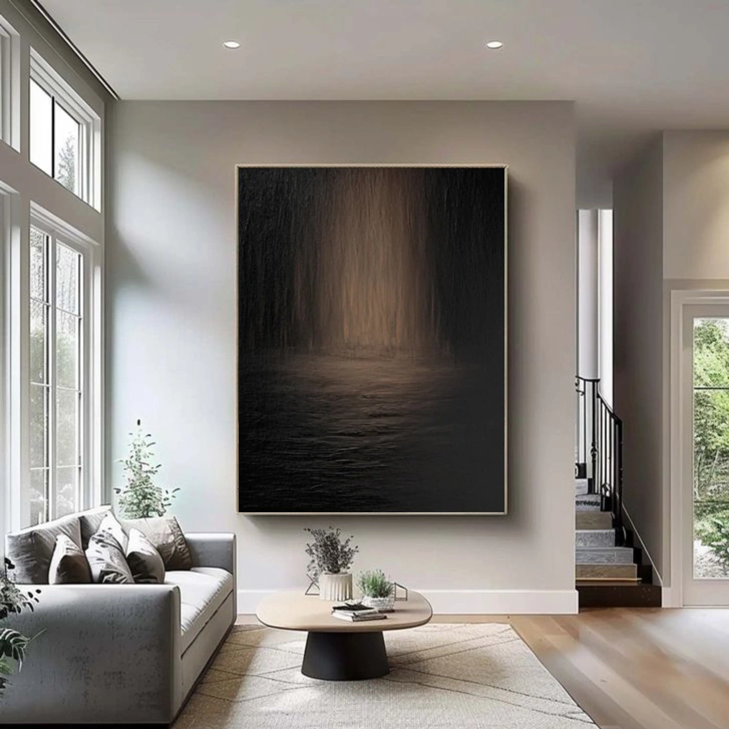 Black MinimalistΒ Textured Canvas Art #WZ115