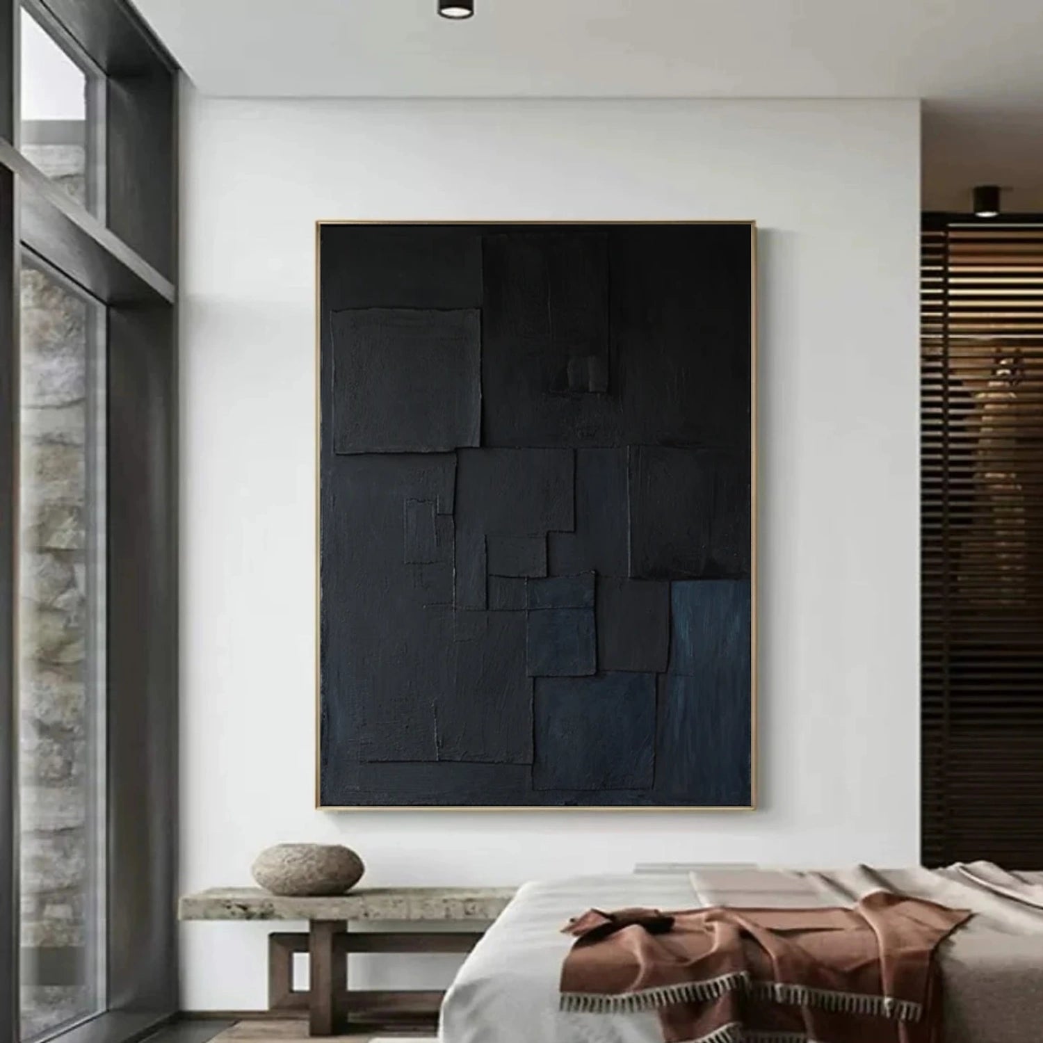 Black MinimalistΒ Textured Canvas Art #WZ116