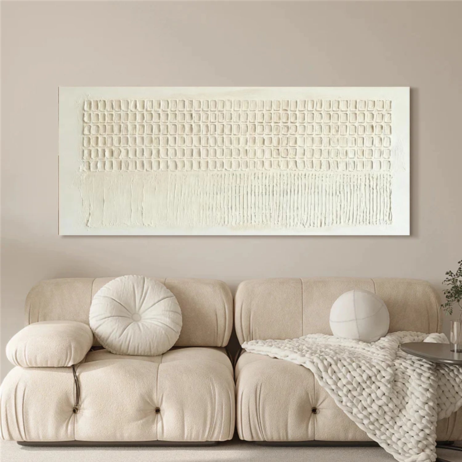 Beige Minimalist Textured Canvas Art #WM081