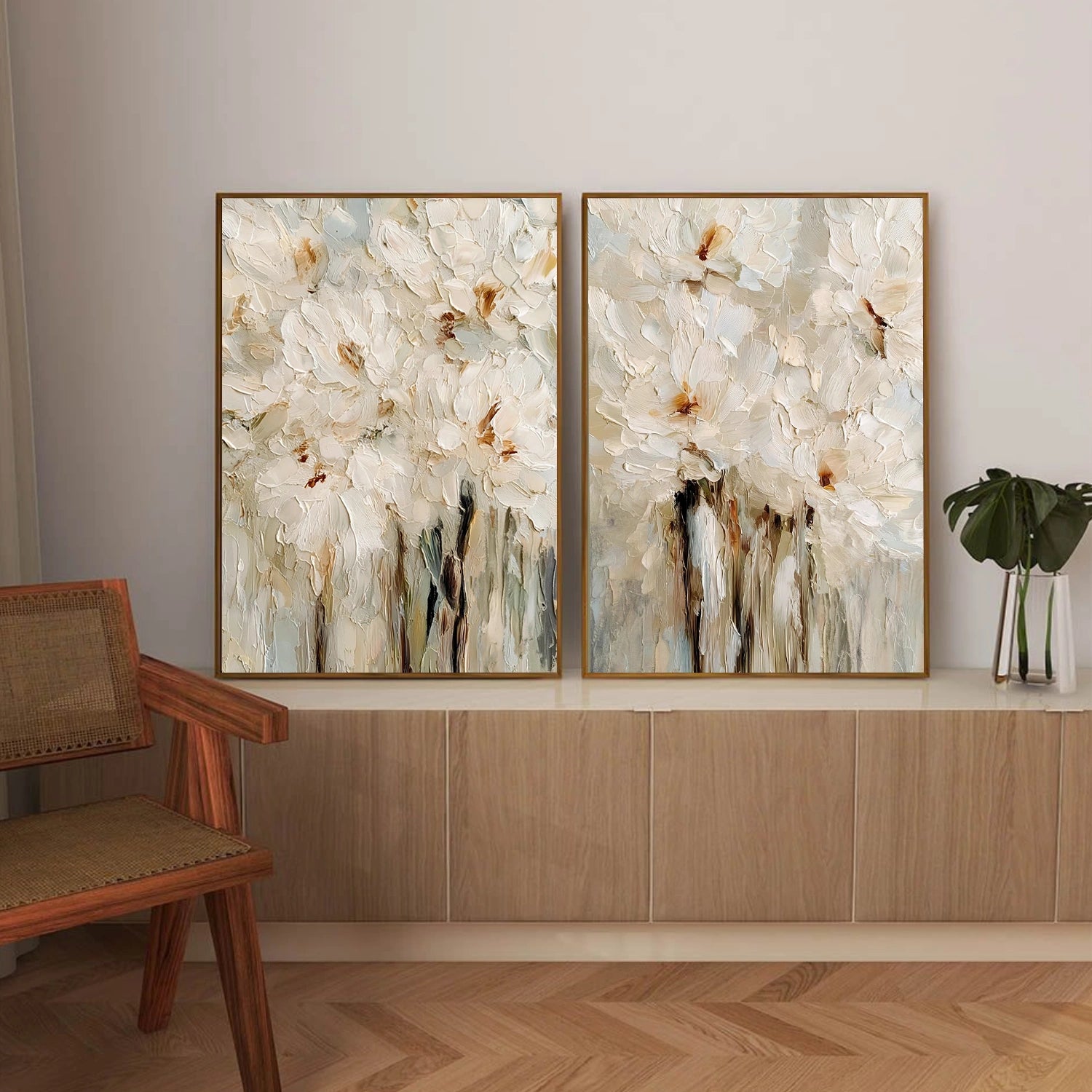 Abstract Flower And Tree Textured Canvas Art Set of 2 #MF183