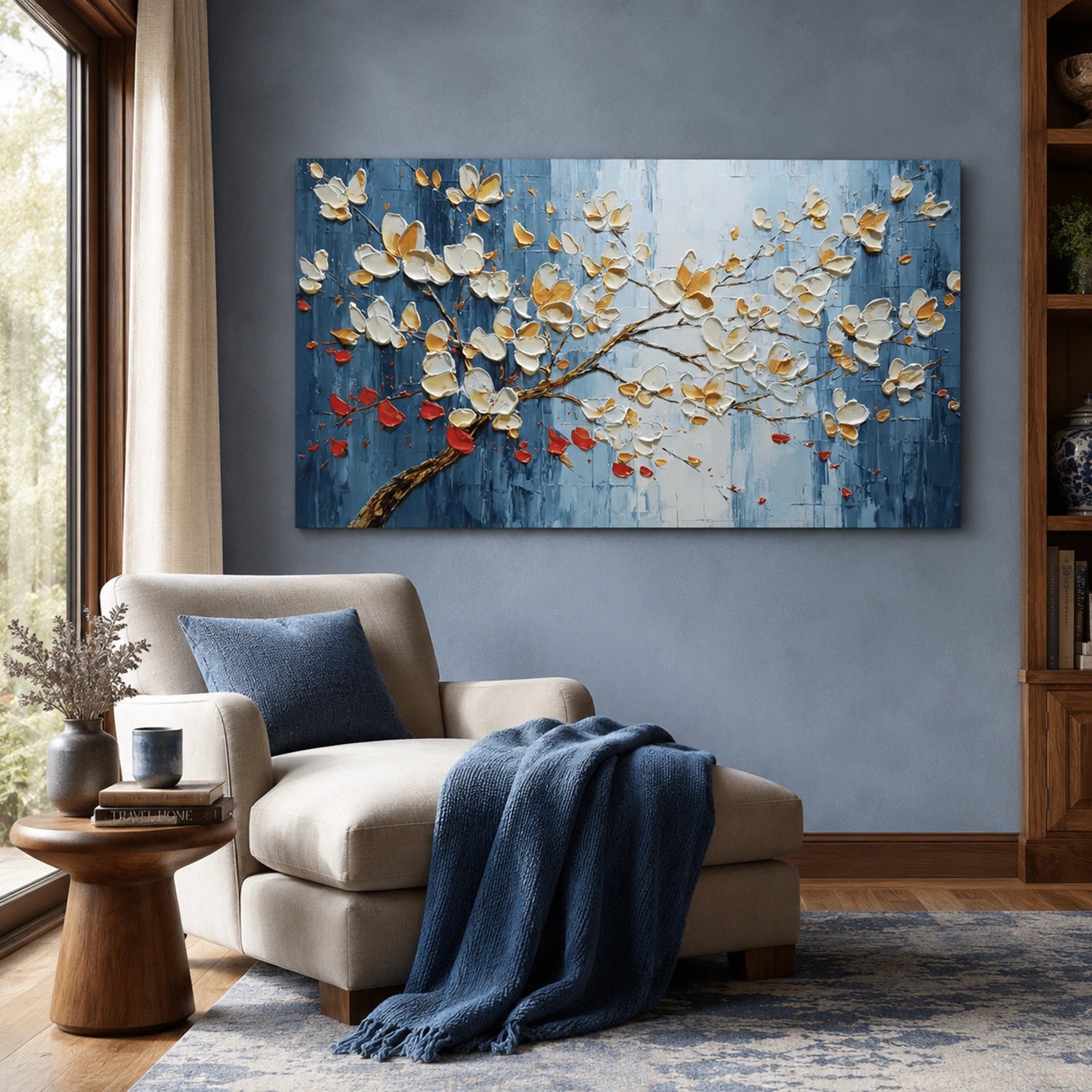 Abstract Flower And Tree Textured Canvas Art #MF199
