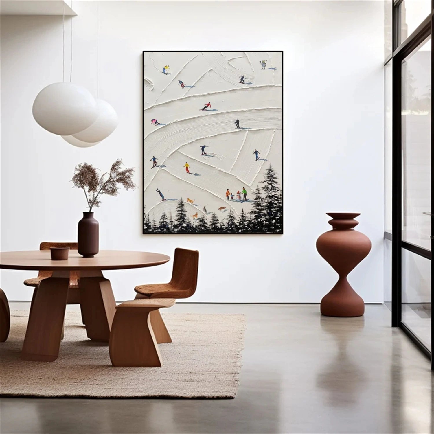 Skiing Sport Textured Canvas Painting #PB046