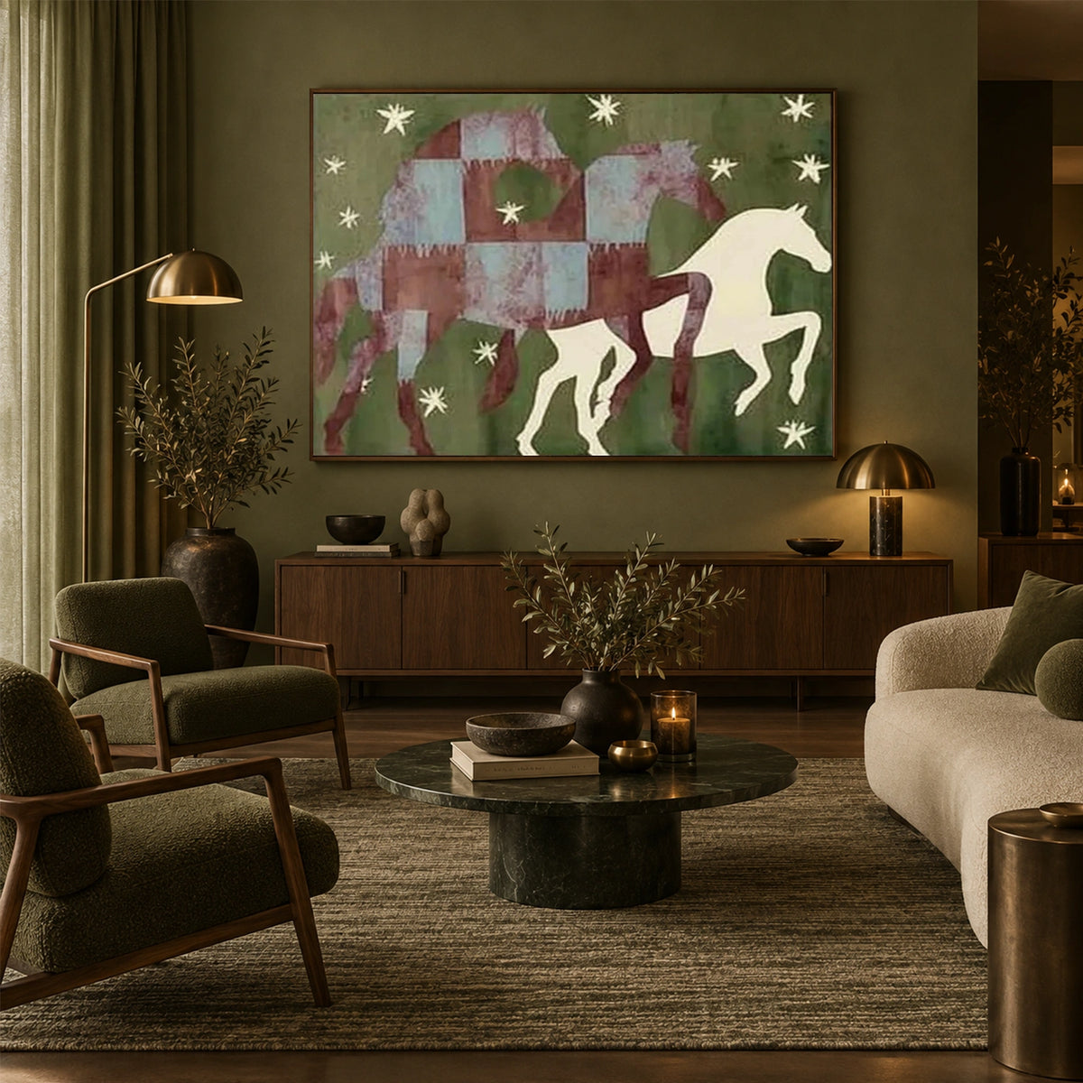 Abstract Animal Horse Canvas Art #DW167