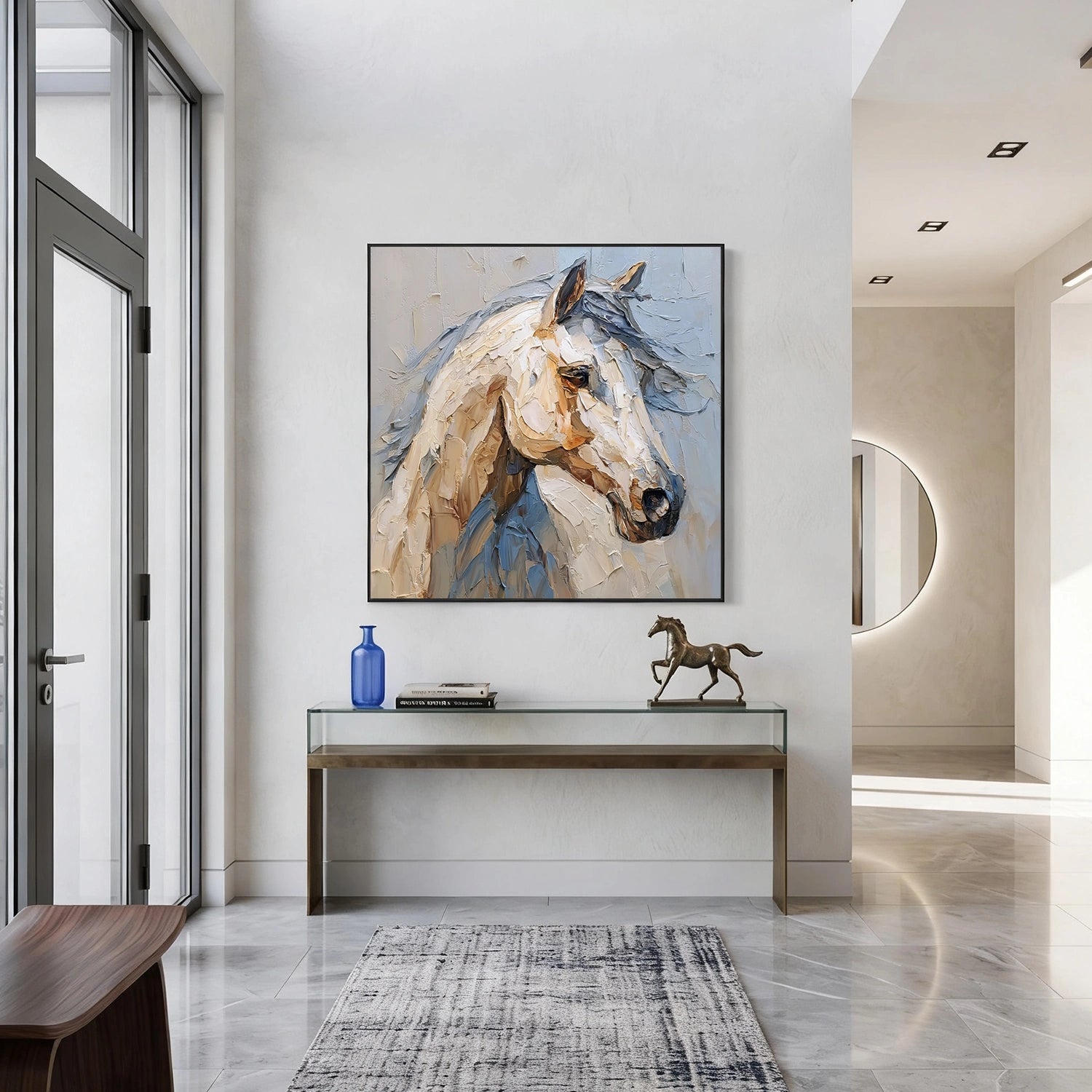 Abstract Animal Horse Textured Canvas Art #DW149