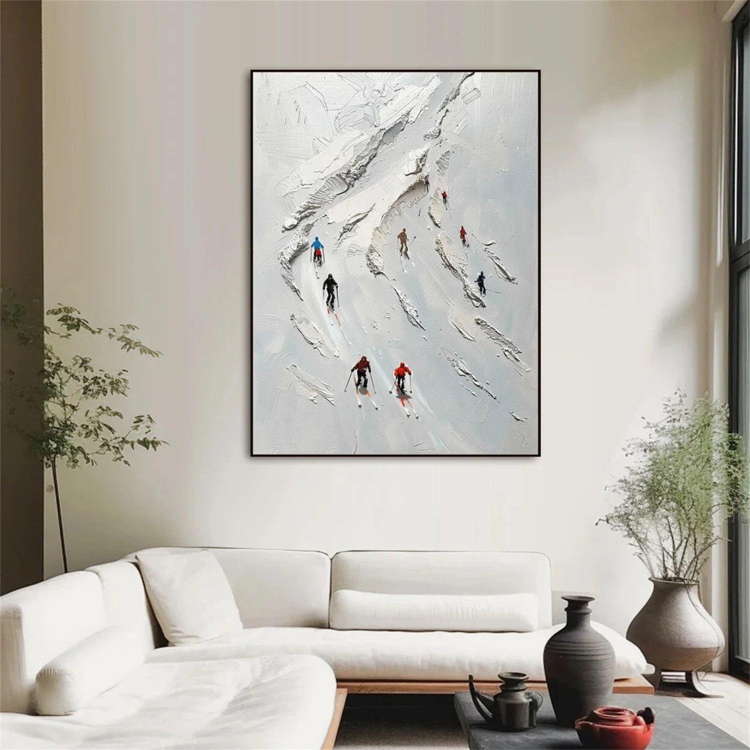 Skiing Sport Textured Canvas Painting #PB055