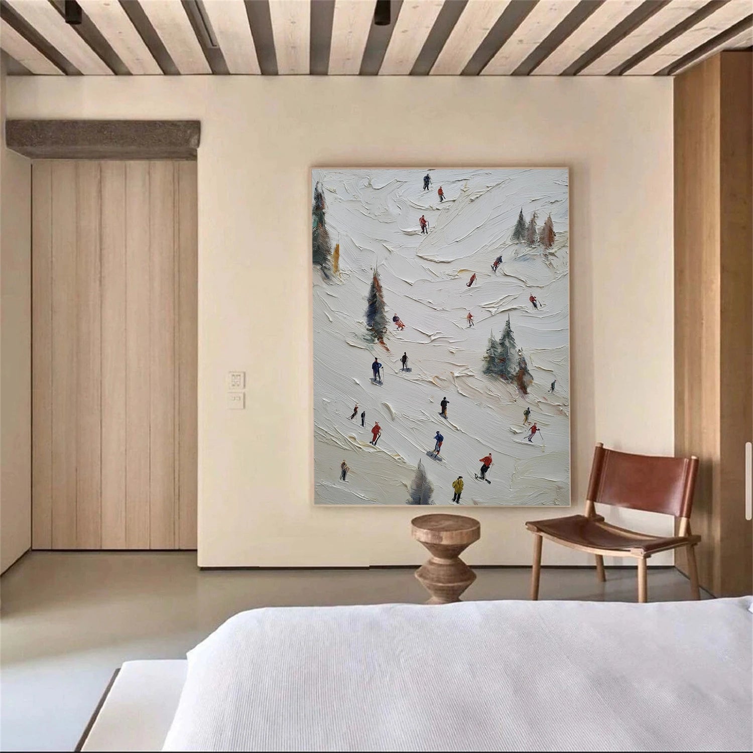 Skiing Sport Textured Canvas Painting #PB064