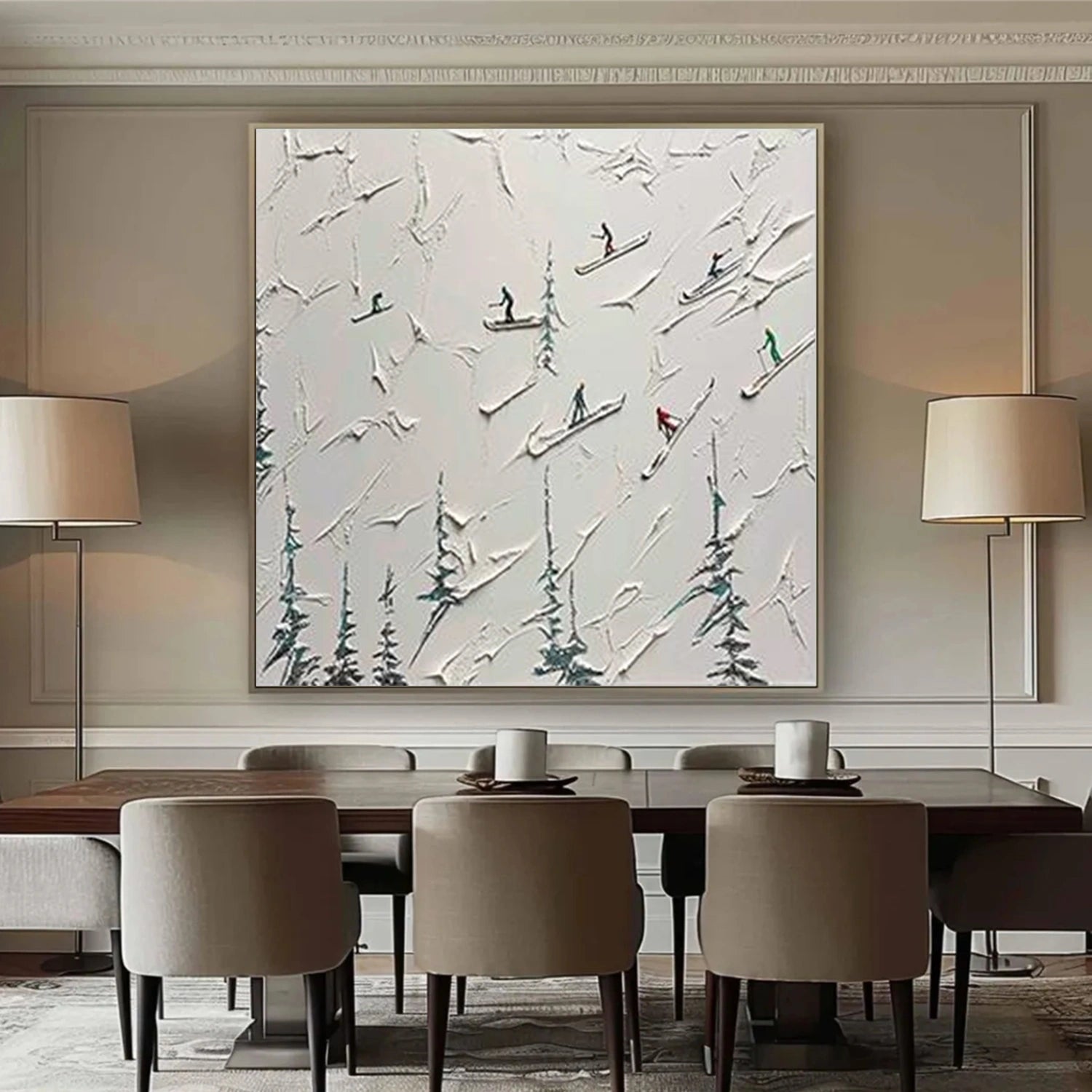 Skiing Sport Textured Canvas Painting #PB071