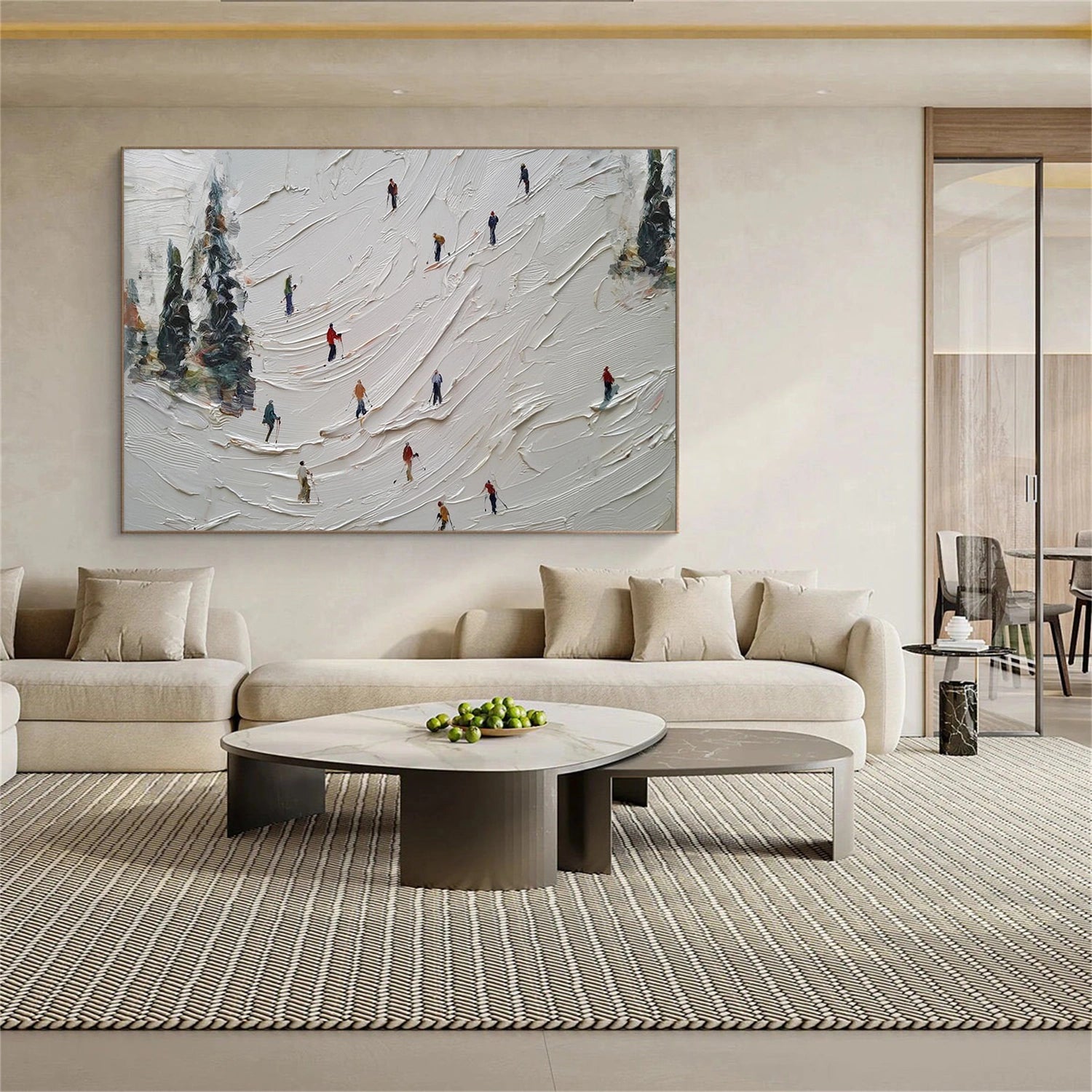 Skiing Sport Textured Canvas Painting #PB070