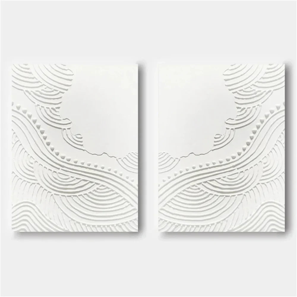 White Minimalist Textured Wall Art Set of 2 #WM065