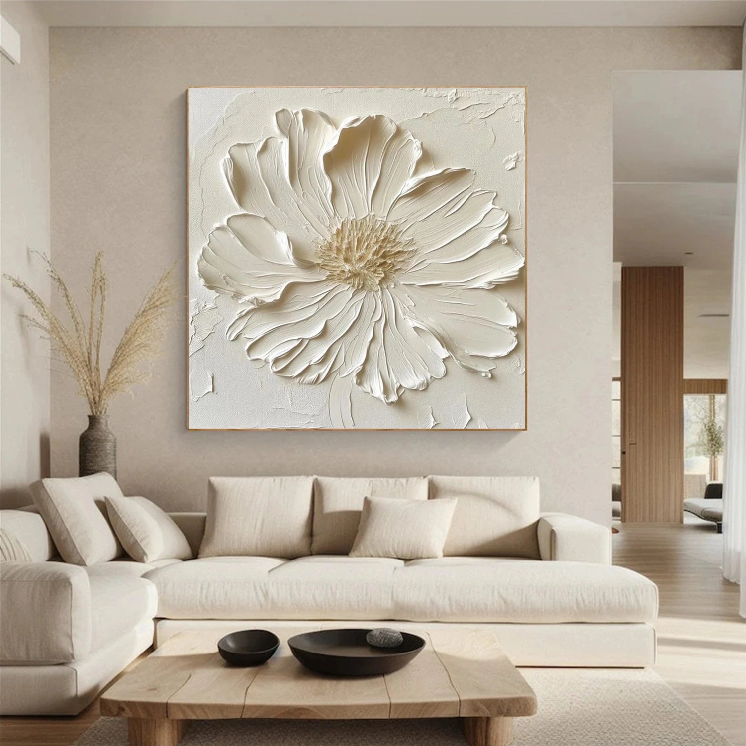 Minimalist Flower And Tree Textured Canvas Art #MF101