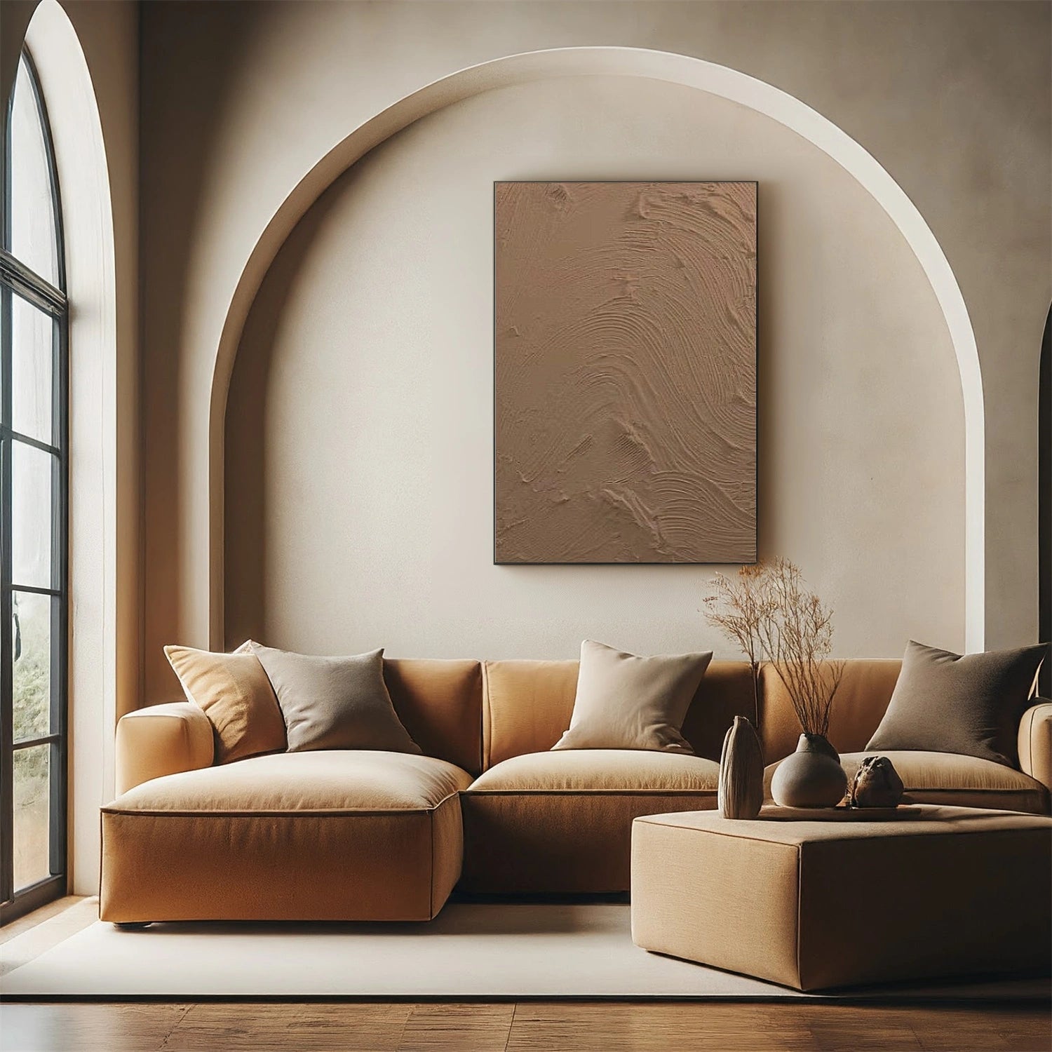 Brown Minimalist Textured Canvas Art #WM087