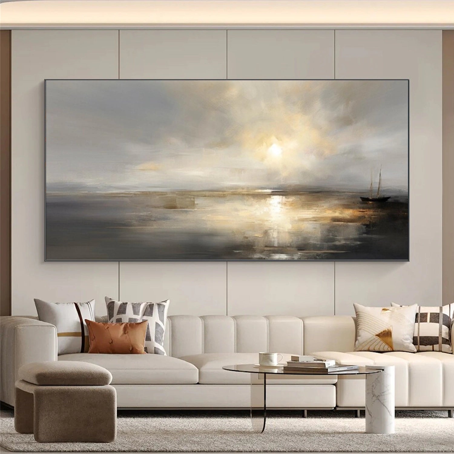 Abstract Ocean And Sky Canvas Art #OC078