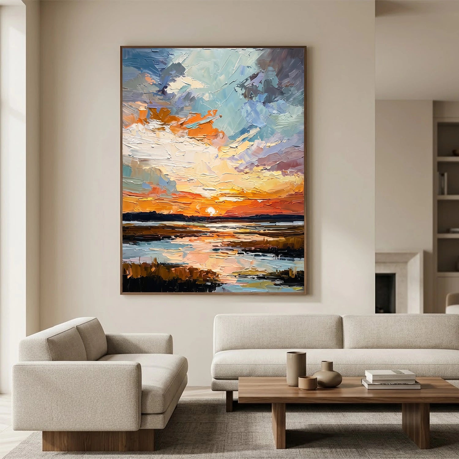 Abstract Ocean And Sky Canvas Art #OC190