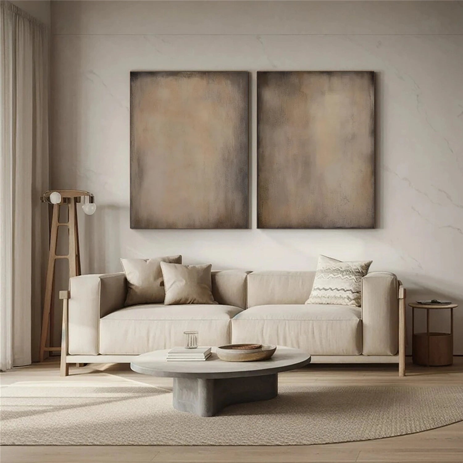 Beige and Brown Abstract Wall Art Set of 2 #VA111