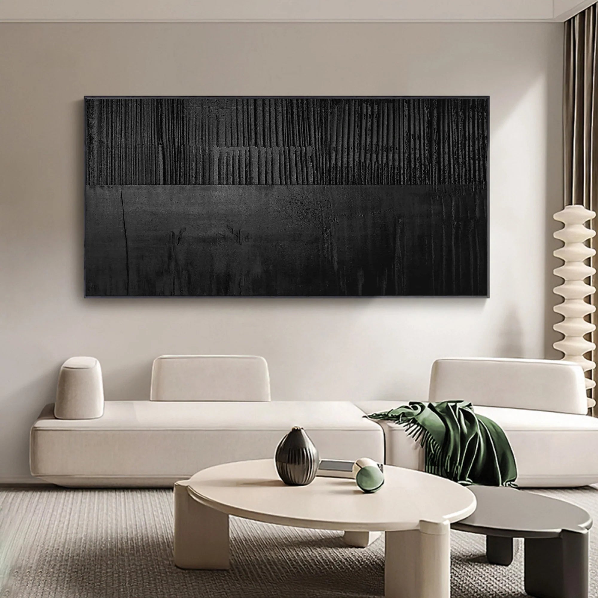 Black Minimalist Textured Canvas Art #WZ028