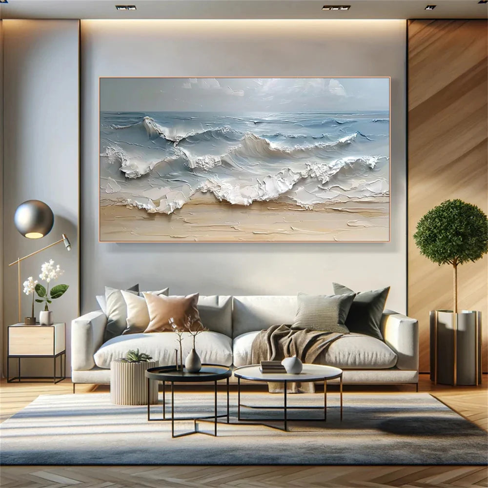 Abstract Ocean And Sky Textured Canvas Art # OC010