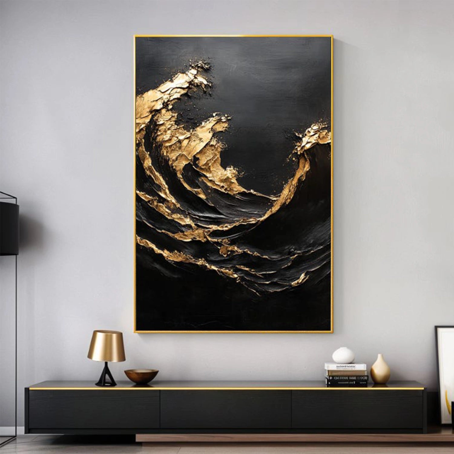 Minimalist Ocean And Sky Textured Canvas Art #OC149