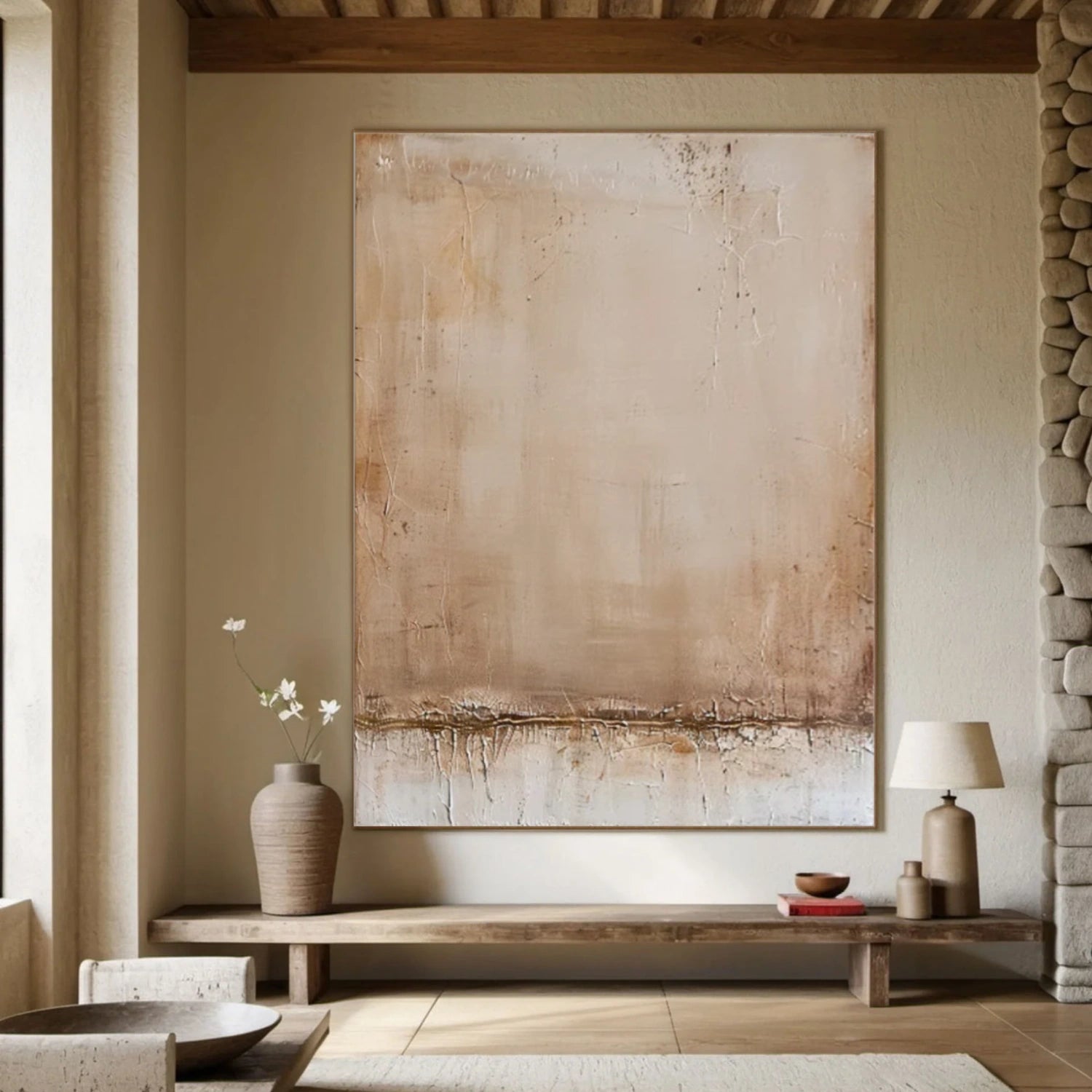 Beige and Brown Abstract Wall Art #VA113