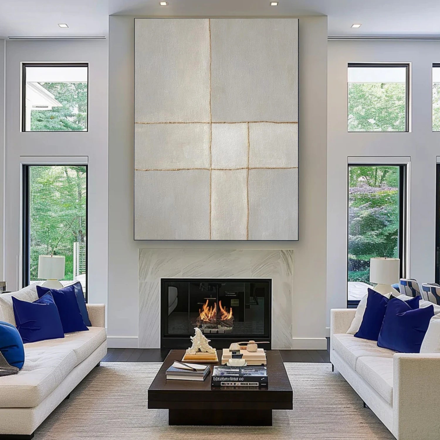 Beige and Grey Minimalist Textured Canvas Art #WM144
