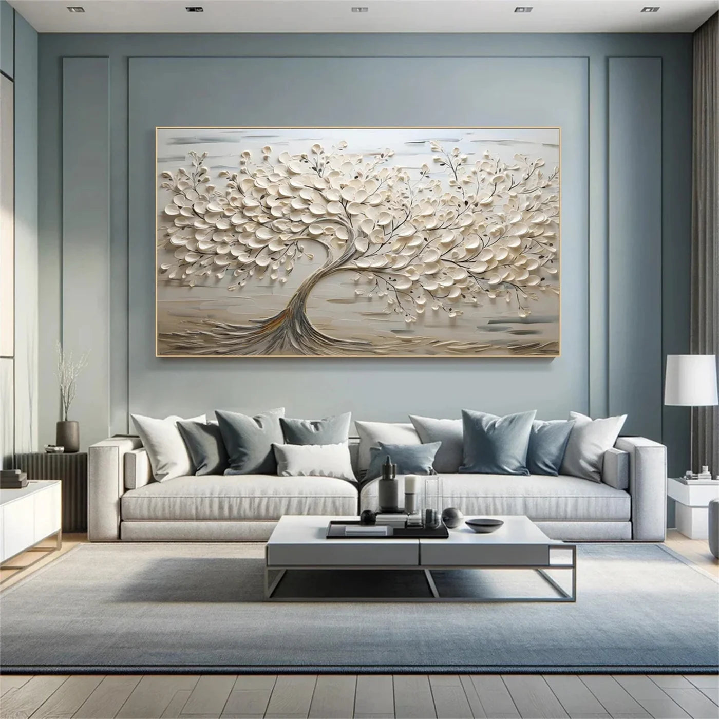 Abstract Flower And Tree Textured Canvas Art #MF029