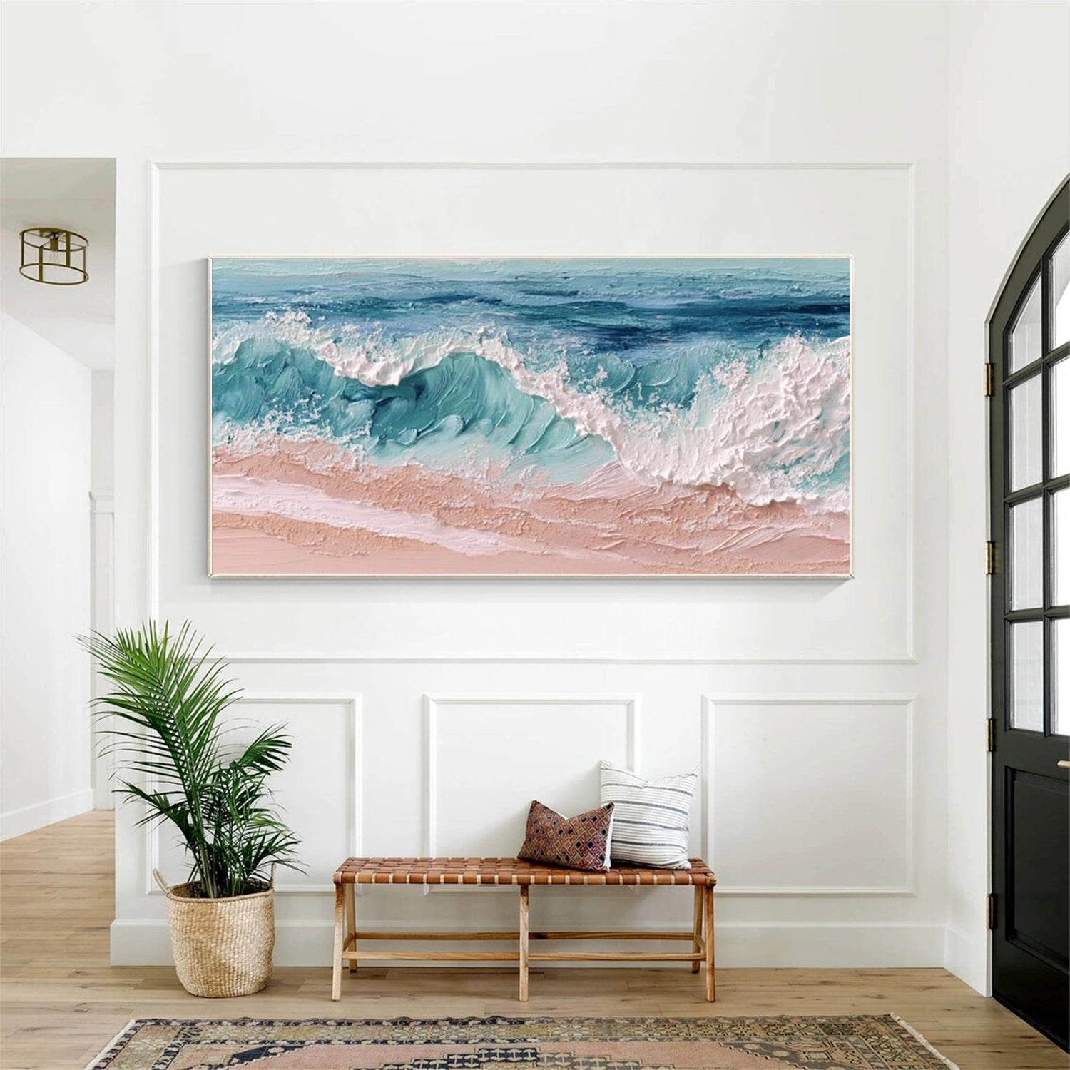 Abstract Ocean And Sky Textured Canvas Art #OC135