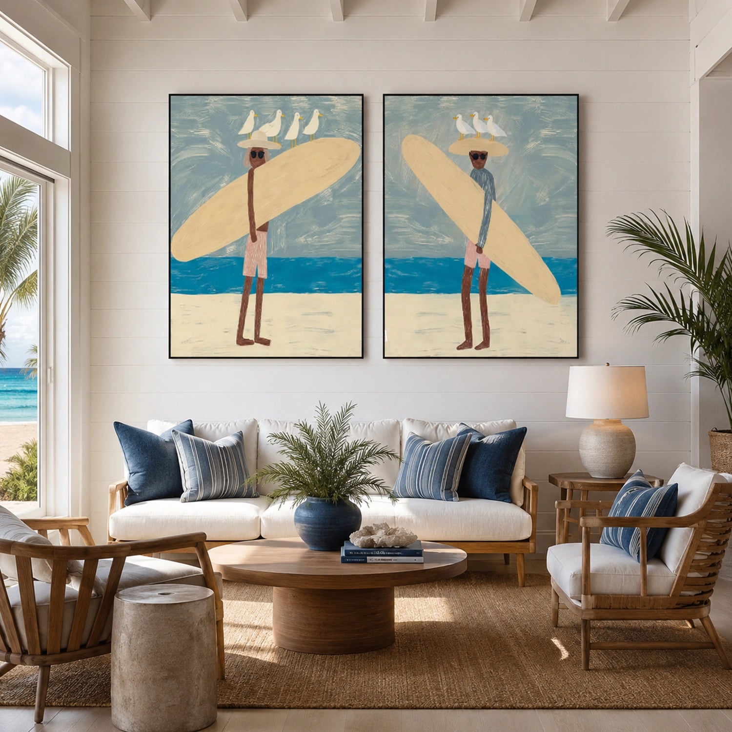 Surfing Sports Canvas Painting Set of 2 #PB092