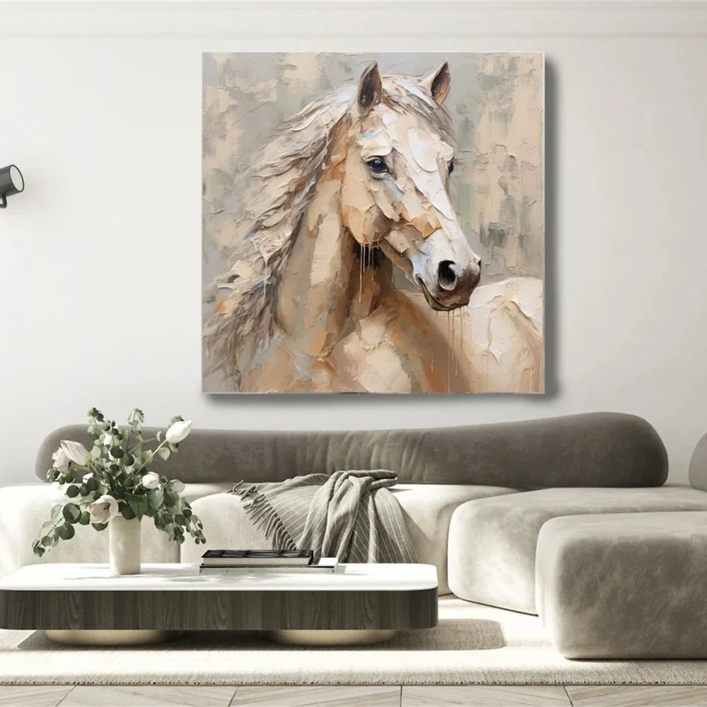 Abstract Animal Horse Textured Canvas Art #DW015