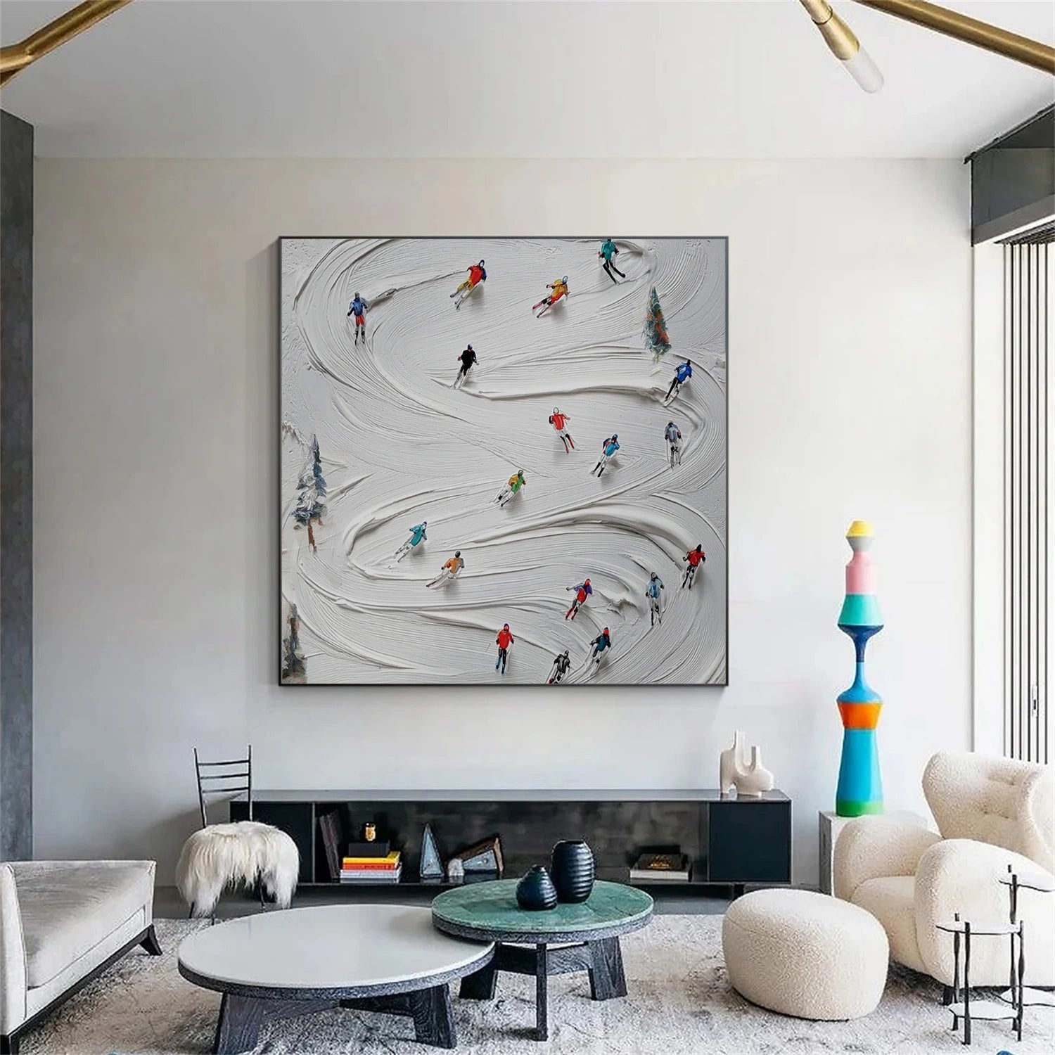 Skiing Sport Textured Canvas Painting #PB066