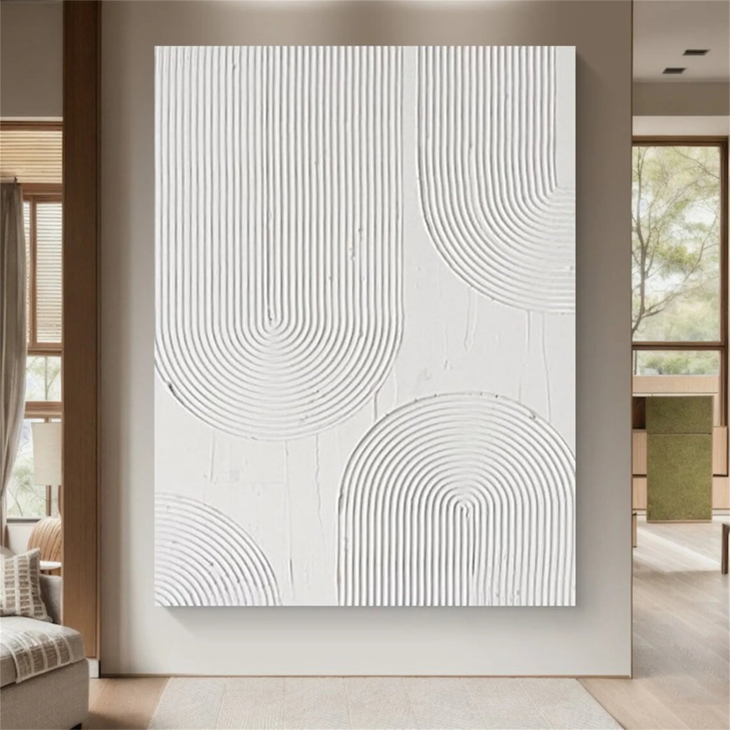White Minimalist Textured Wall Art #WM070