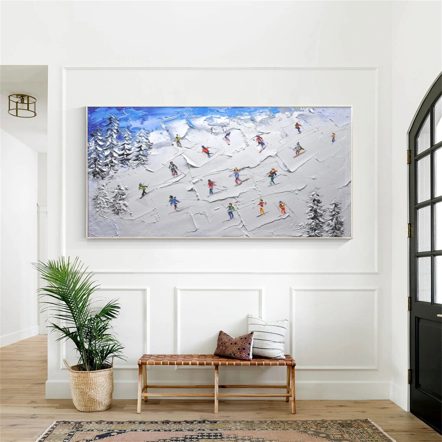 Skiing Sport Textured Canvas Painting #PB050