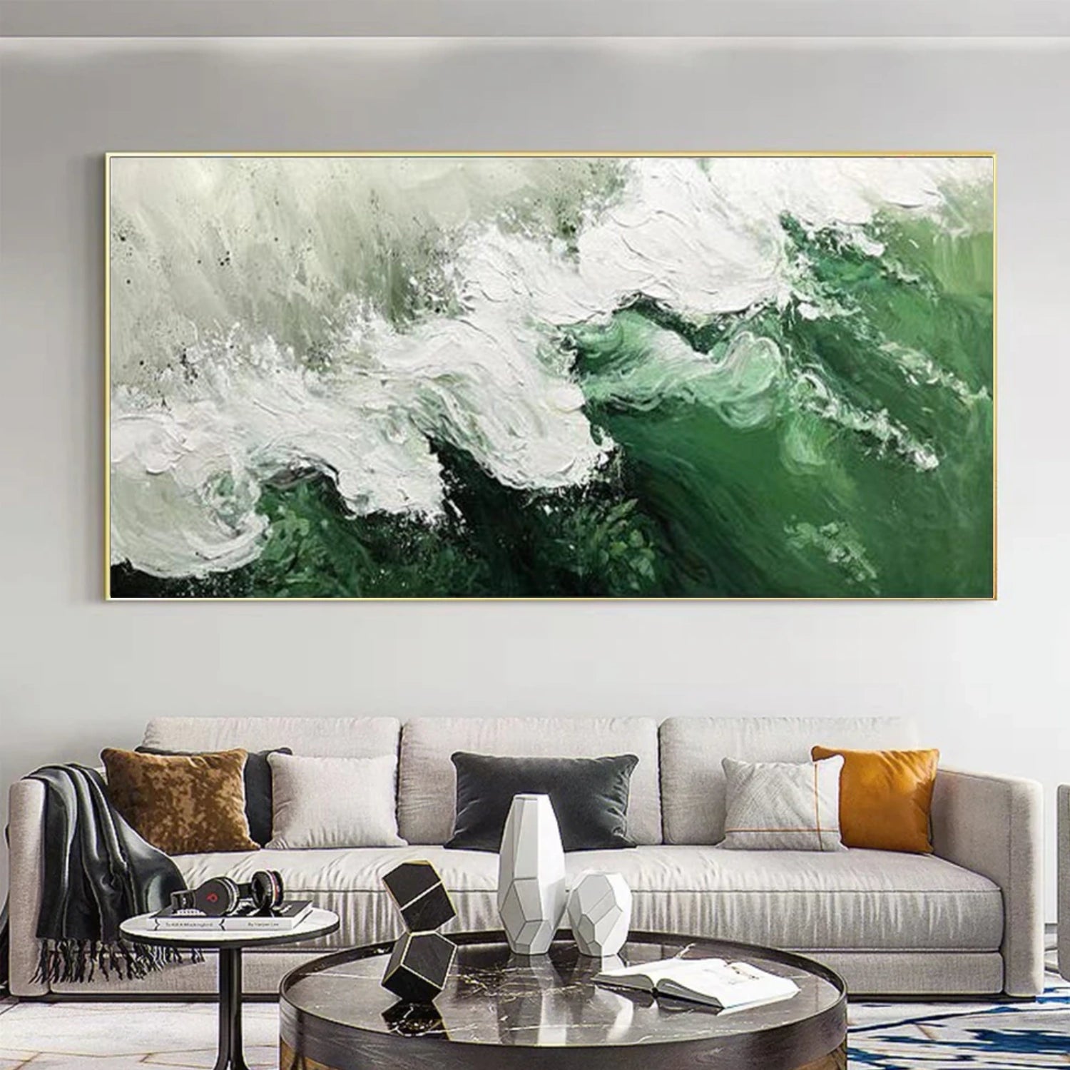 Abstract Ocean And Sky Textured Canvas Art #OC137
