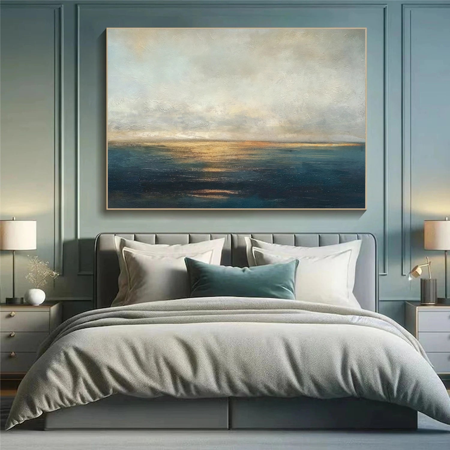 Blue and Gold Abstract Wall Art #VA208