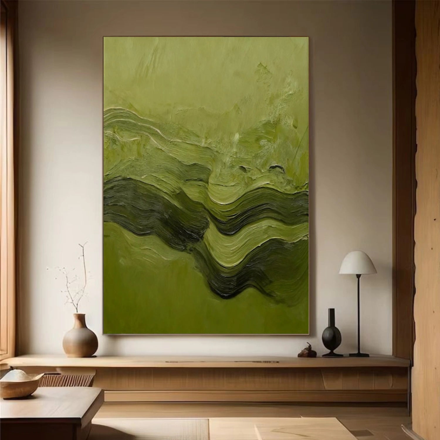 Green Abstract Textured Wall Art#VA270