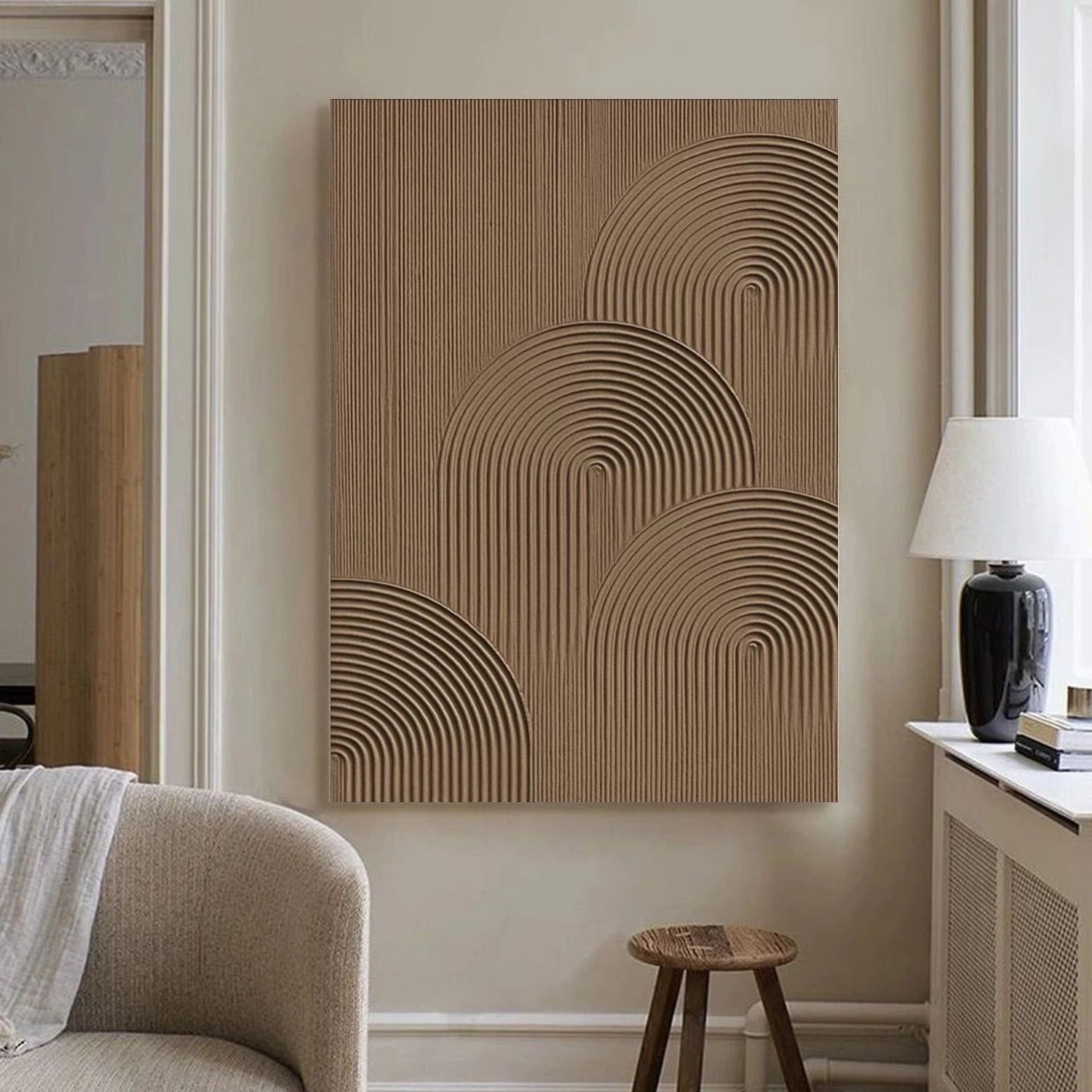 Brown Minimalist Textured Canvas Art #WM085