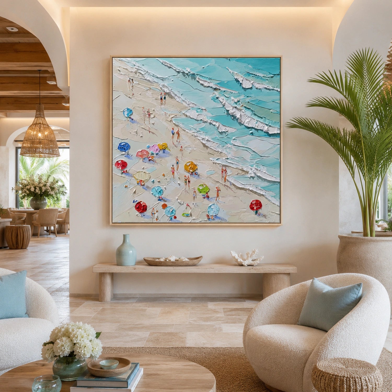 Abstract Ocean And Sky Textured Canvas Art #OC196