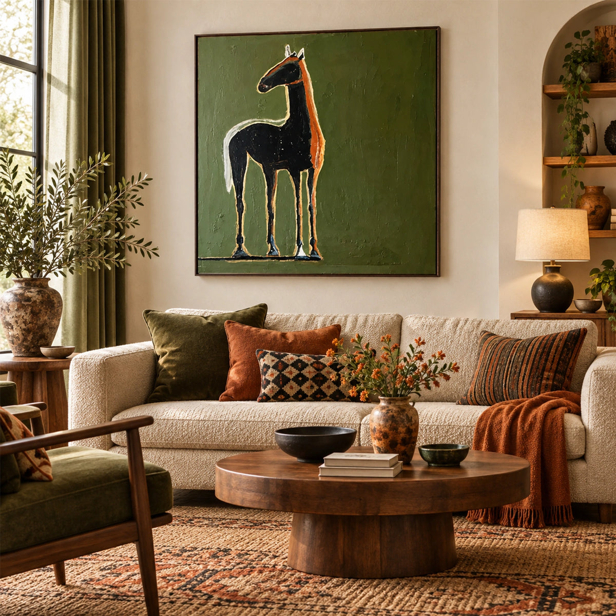 Abstract Animal Horse Canvas Art #DW155