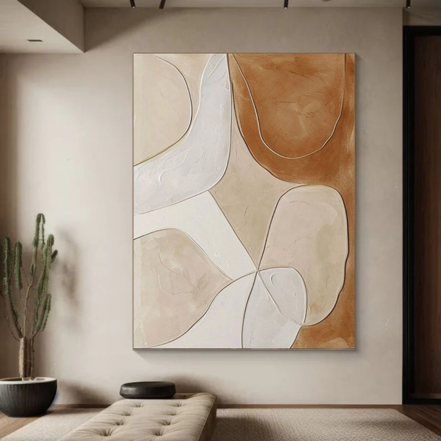 Beige and Brown Abstract Textured Wall Art #VA160