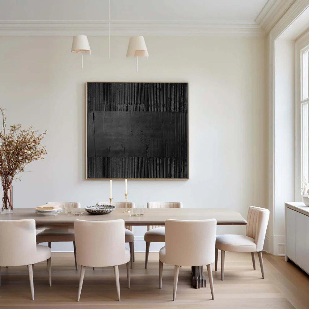 Black Minimalist Textured Canvas Art #WZ036