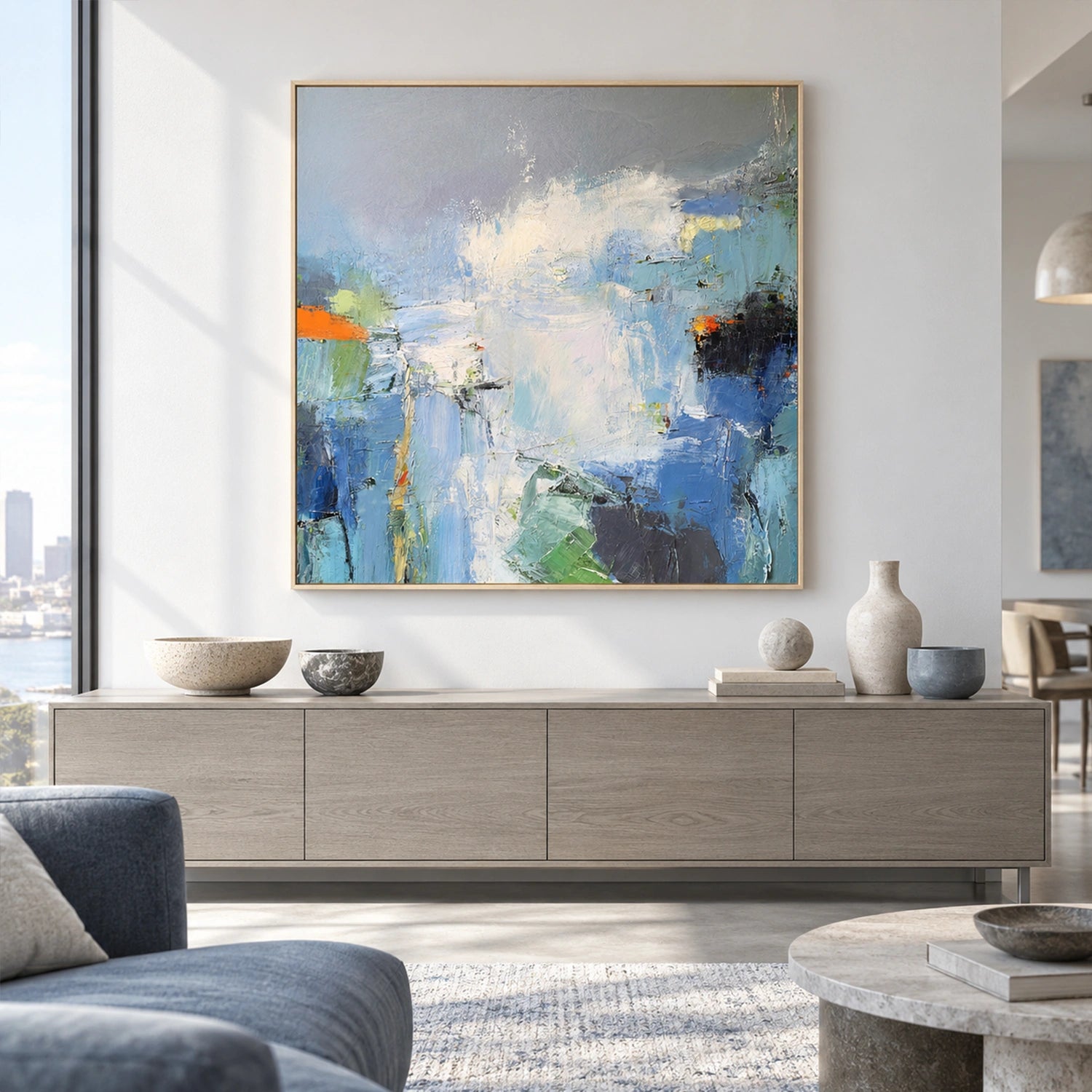 Blue Abstract Wall Art #VA344