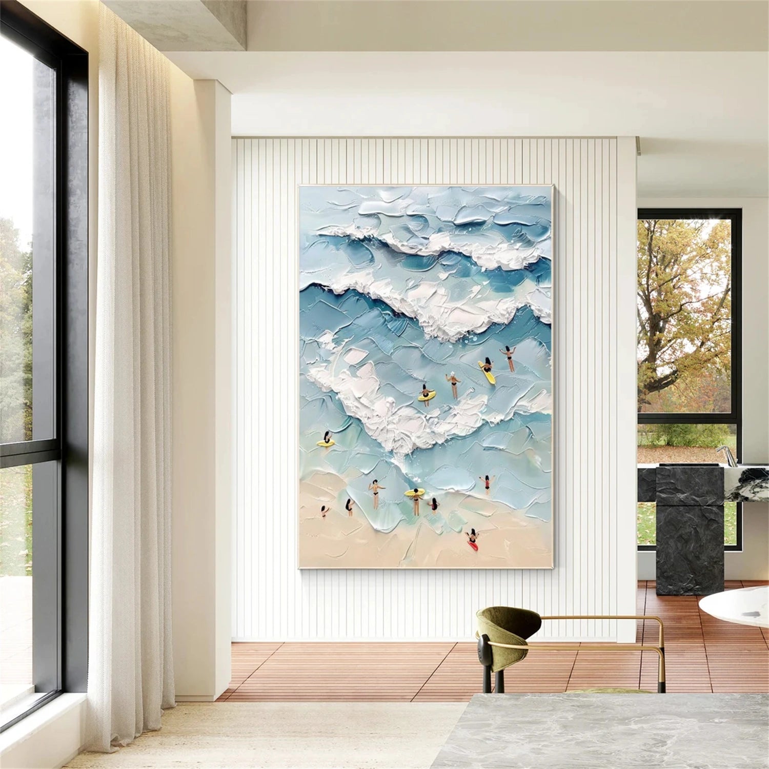 Surfing Sport Textured Canvas Painting #PB083