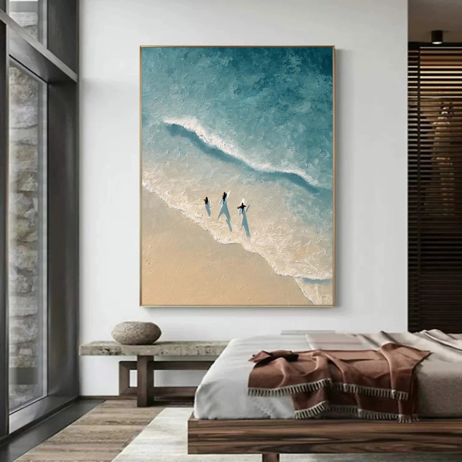 Abstract Ocean And Sky Textured Canvas Art #OC178