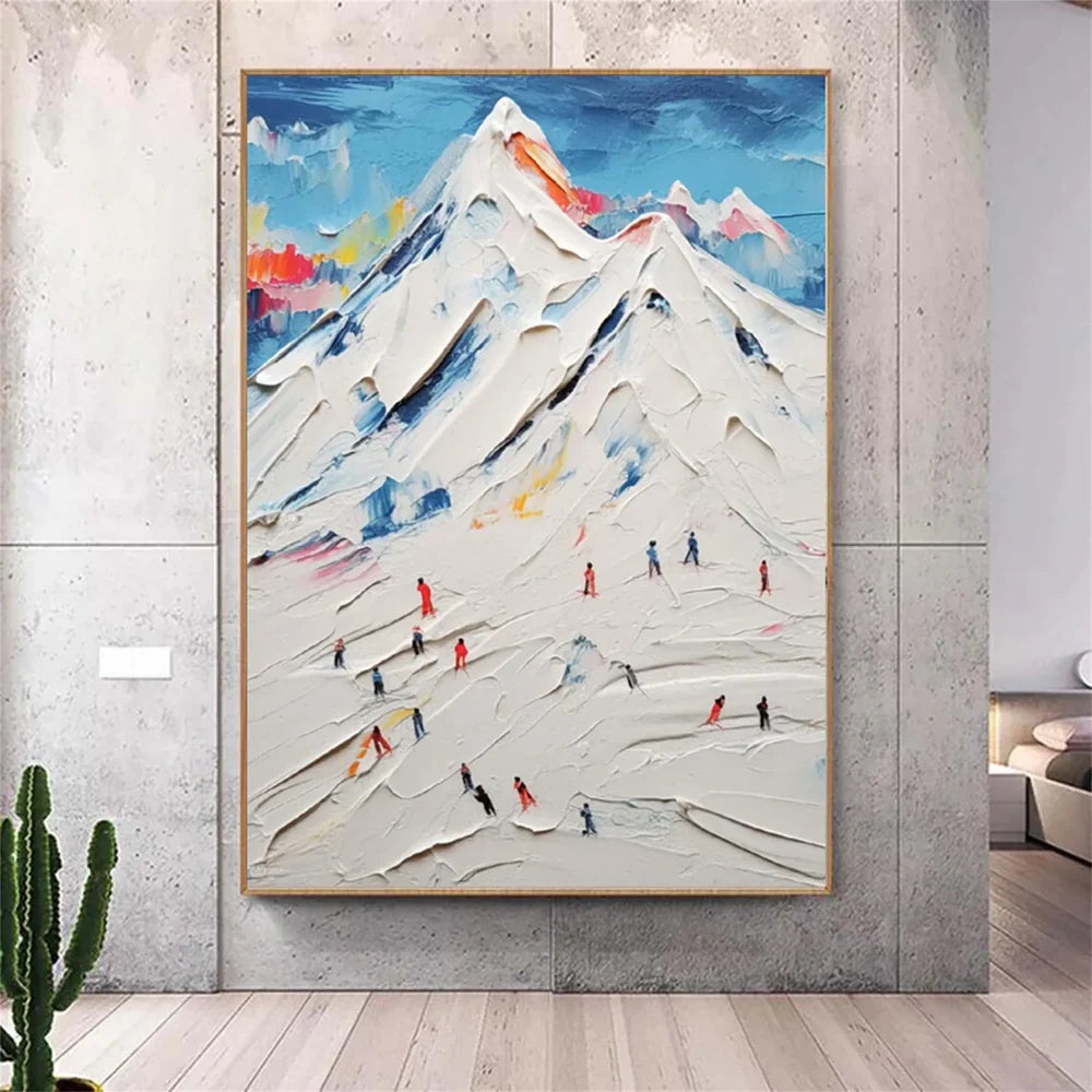 Skiing Sport Textured Canvas Painting #PB005