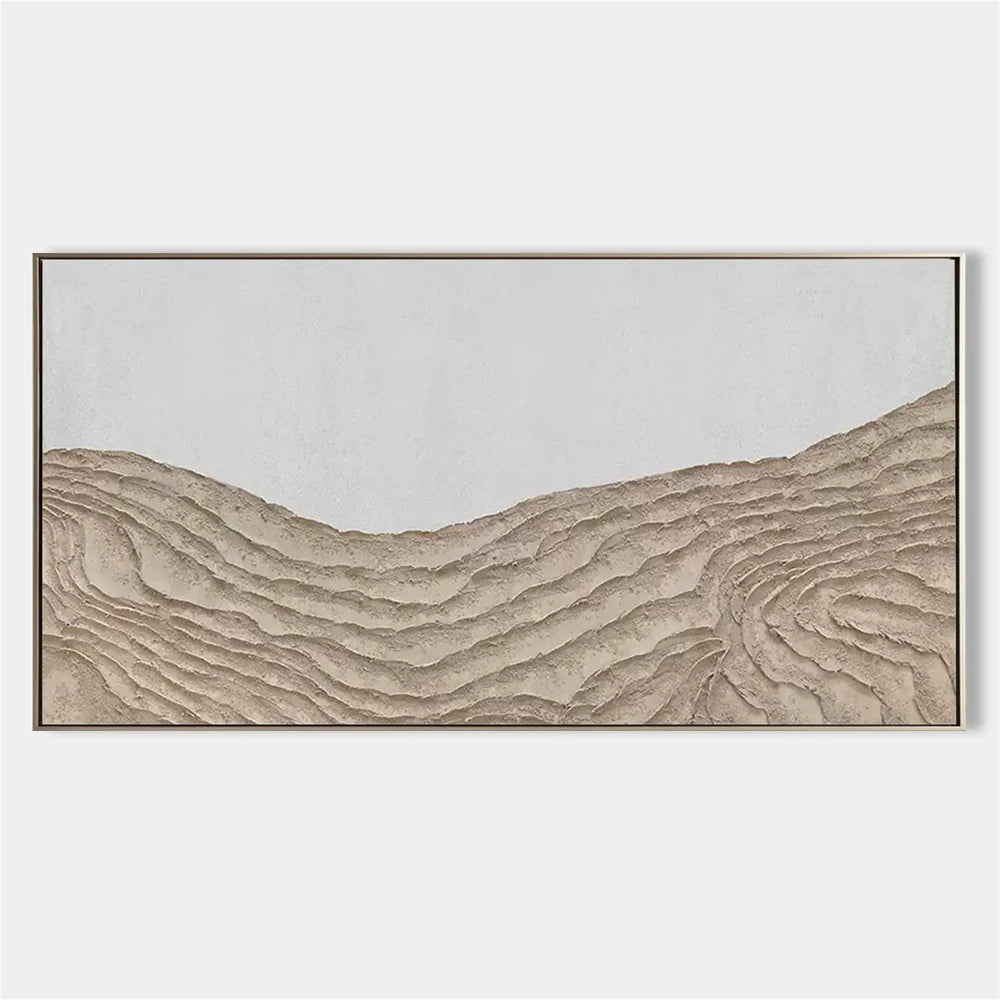 White & Brown Abstract Mountain Textured Canvas Art #BT031