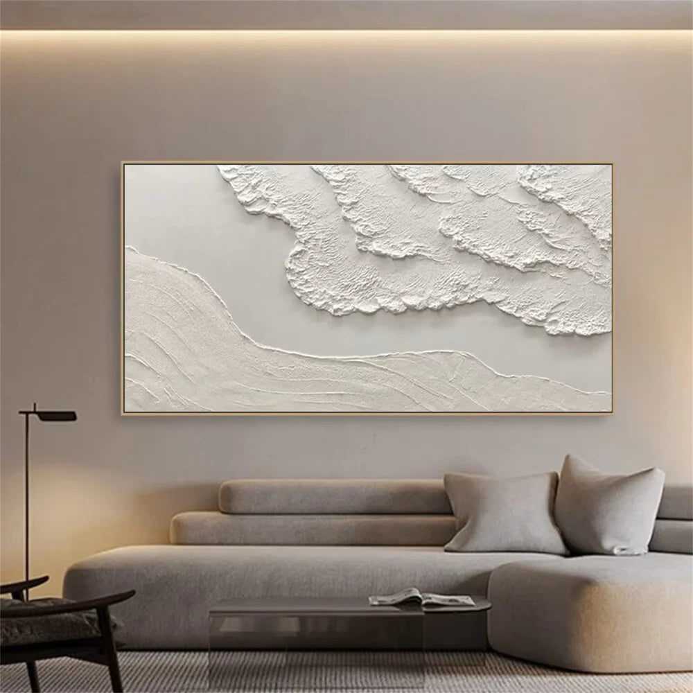 White Minimalist Textured Wall Art #WM020