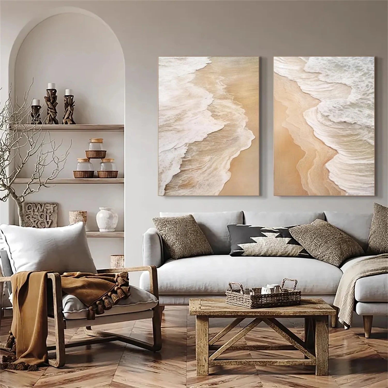 Abstract Ocean And Sky Textured Canvas Art Set of 2 #OC138