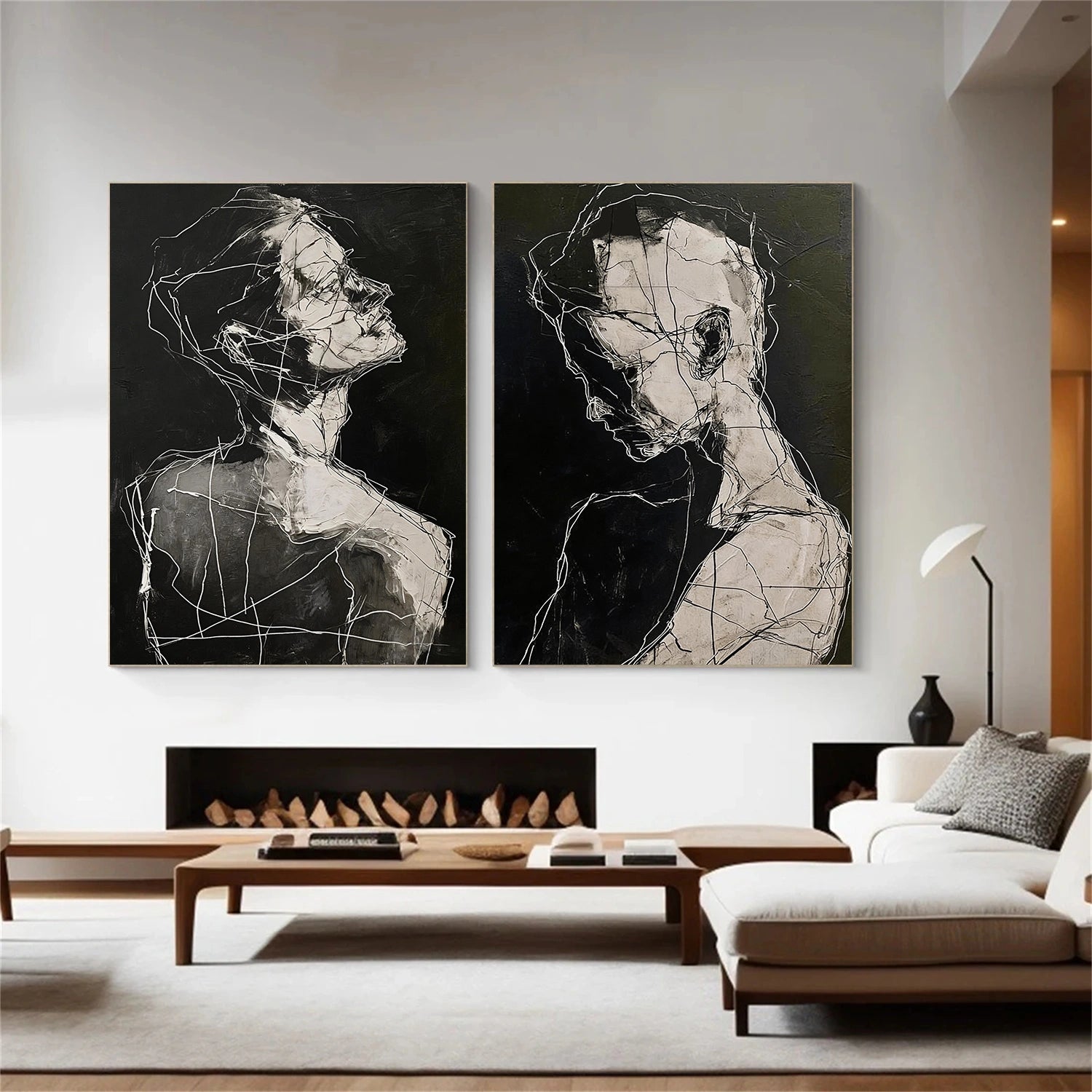 Abstract Portrait Wall Art Set of 2 #LA070