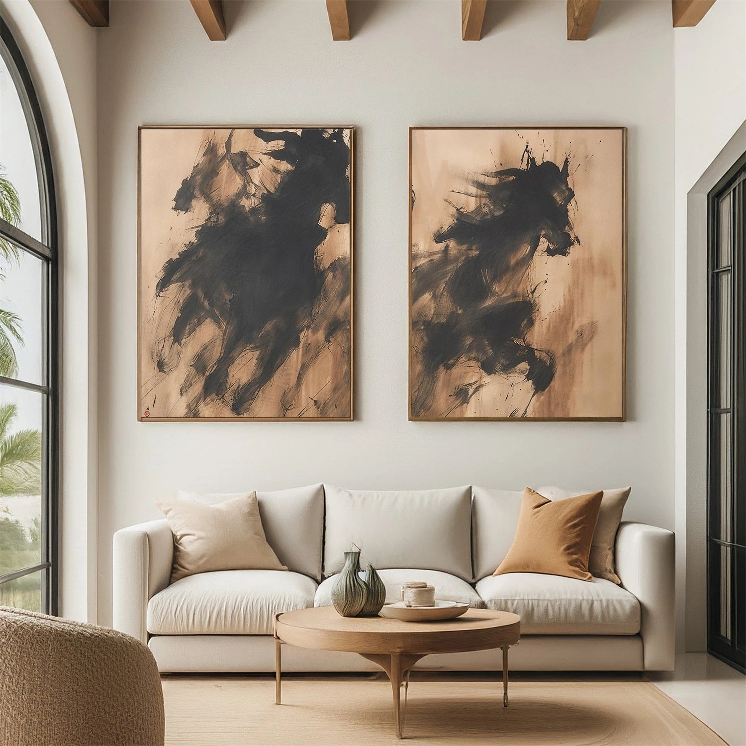 Abstract Animal Horse Canvas Art Set of 2 #DW119