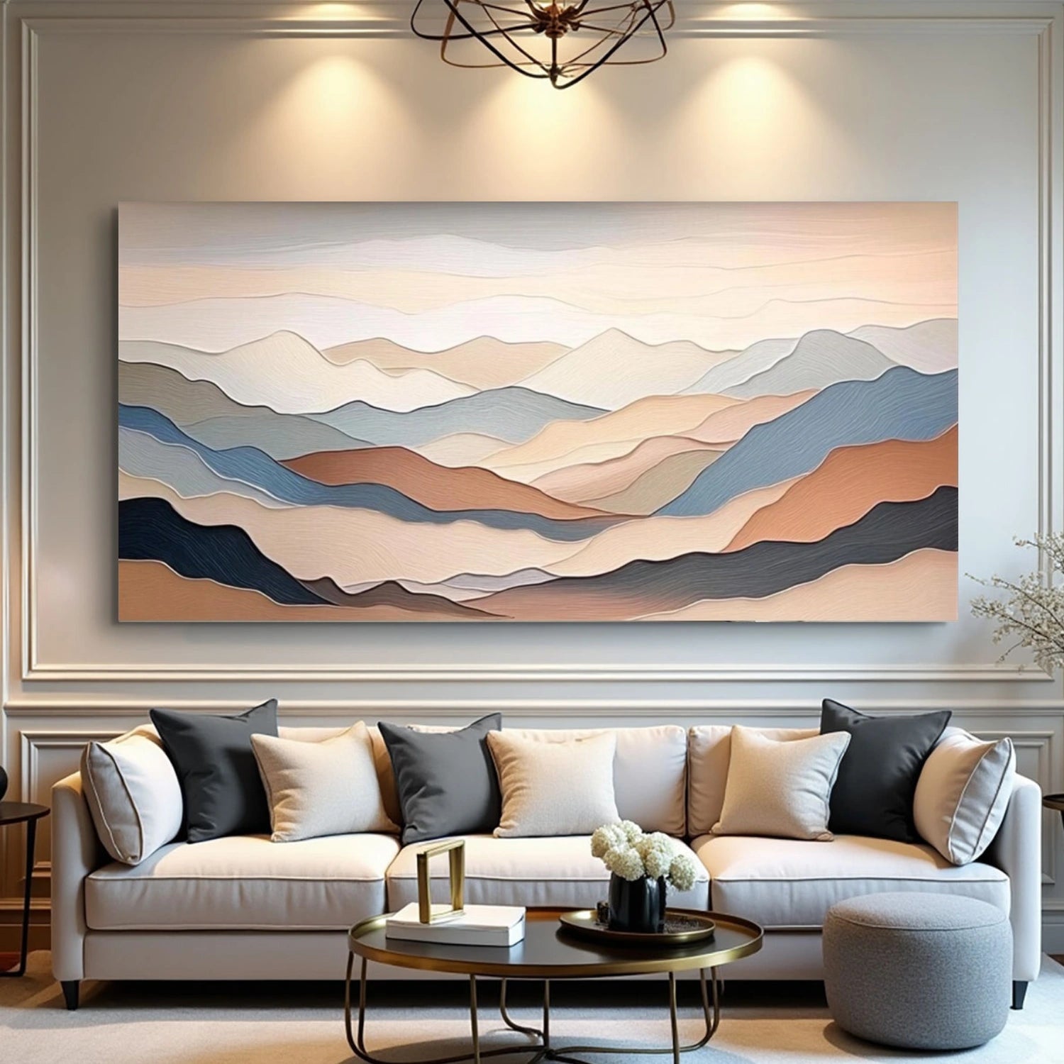 Minimalist Mountain Textured Canvas Art #BT045