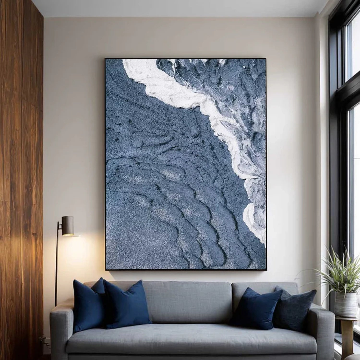 Blue Minimalist Textured Canvas Art #WM114