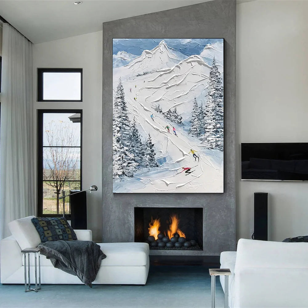 Skiing Sport Textured Canvas Painting #PB009